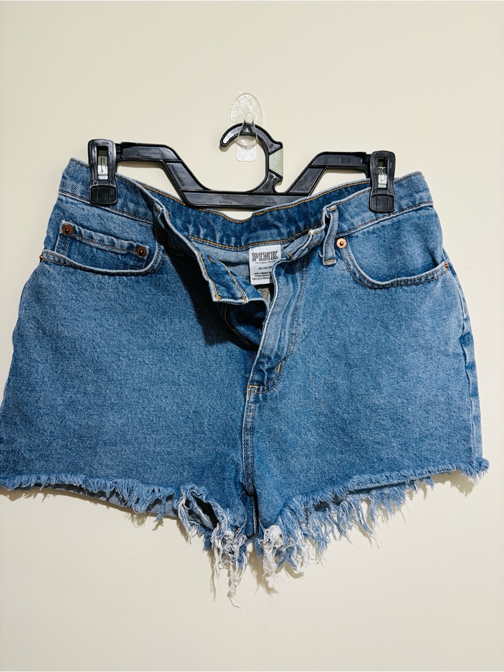 PINK Victoria's Secret Medium Blue Denim Frayed Cutoff Shorts